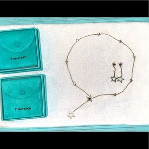Tiffany Silver Star Lariat Necklace & Earrings